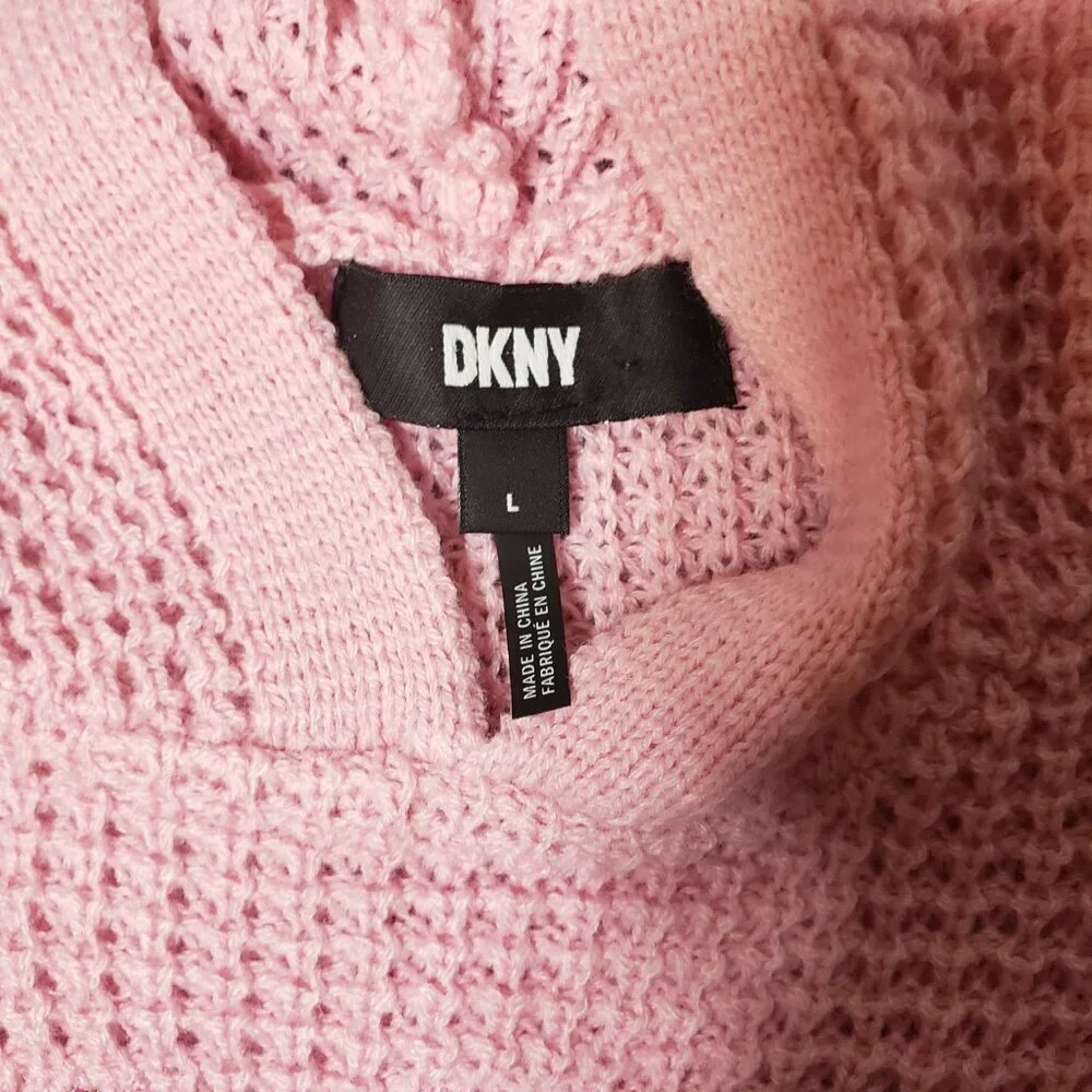 DKNY Girls Sz L Pink Flip Sequin Knit Hoodie Sweater(1486)